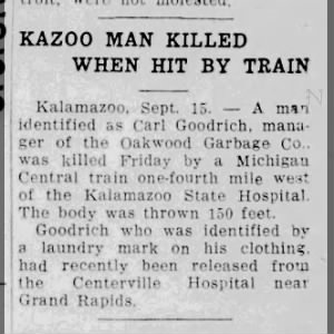 Kazoo Man Killed When Hit By Train