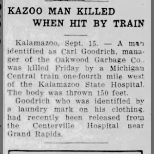 Carl Goodrich hit by train